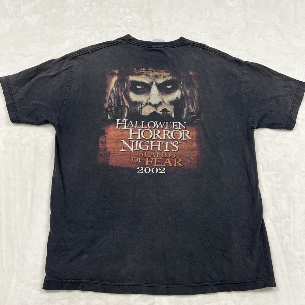 Universal Studios T-Shirt Men XL Black Halloween Horror Nights 2002 Islands Fear
